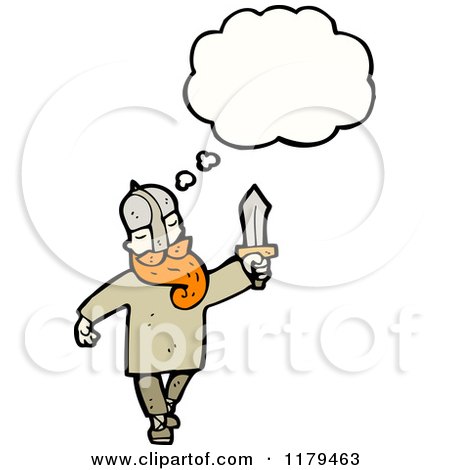 Cartoon of a Viking Thinking - Royalty Free Vector Illustration by lineartestpilot