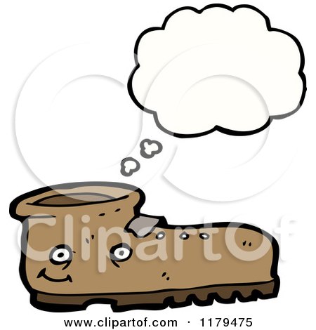 Cartoon of a Boot Thinking - Royalty Free Vector Illustration by lineartestpilot