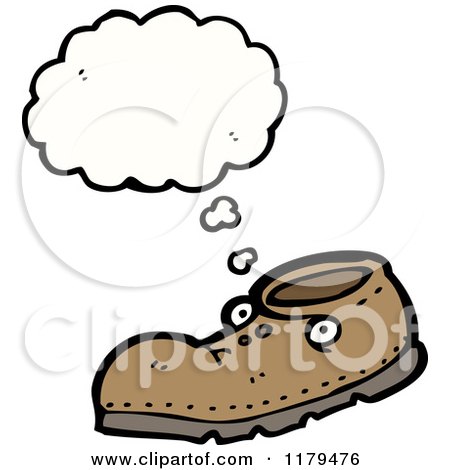 Cartoon of a Boot Thinking - Royalty Free Vector Illustration by lineartestpilot