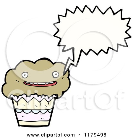 Cartoon of a Muffin Speaking - Royalty Free Vector Illustration by lineartestpilot