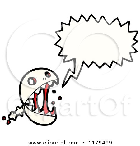 Cartoon of a Bloody Skull Speaking - Royalty Free Vector Illustration by lineartestpilot