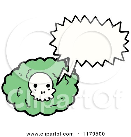 Cartoon of a Skull on a Cloud Speaking - Royalty Free Vector Illustration by lineartestpilot