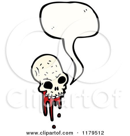 Cartoon of a Bloody Skull Speaking - Royalty Free Vector Illustration by lineartestpilot