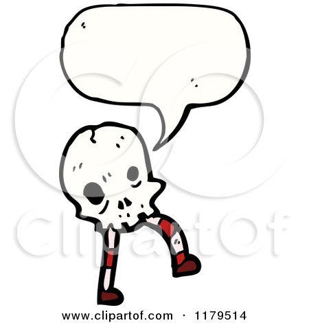 Cartoon of a Walking Skull Speaking - Royalty Free Vector Illustration by lineartestpilot