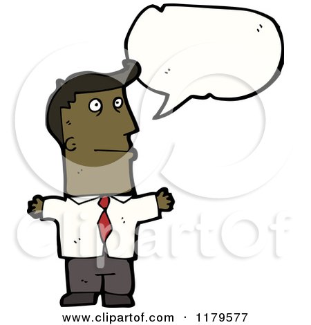 Cartoon of an African American Businessman Speaking - Royalty Free Vector Illustration by lineartestpilot