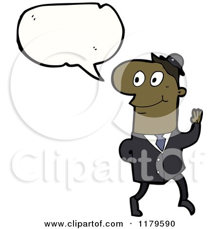 Cartoon of an African American Businessman Speaking - Royalty Free Vector Illustration by lineartestpilot