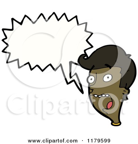 Cartoon of an African American Man's Head Speaking - Royalty Free Vector Illustration by lineartestpilot