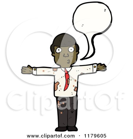 Cartoon of a Muddy African American Man Speaking - Royalty Free Vector Illustration by lineartestpilot