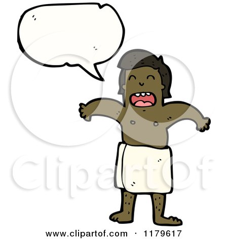 Cartoon of an African American Man in a Towel Speaking - Royalty Free Vector Illustration by lineartestpilot