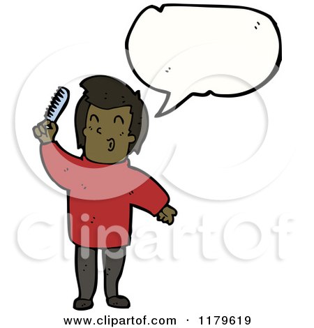 Cartoon of an African American Man with a Comb Speaking - Royalty Free Vector Illustration by lineartestpilot