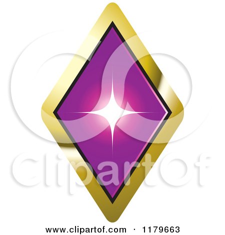 Clipart of a Purple Diamond in a Gold Setting - Royalty Free Vector Illustration by Lal Perera