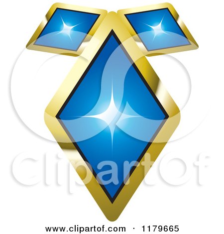 Clipart of a Pendant Made of Three Blue Diamonds - Royalty Free Vector Illustration by Lal Perera