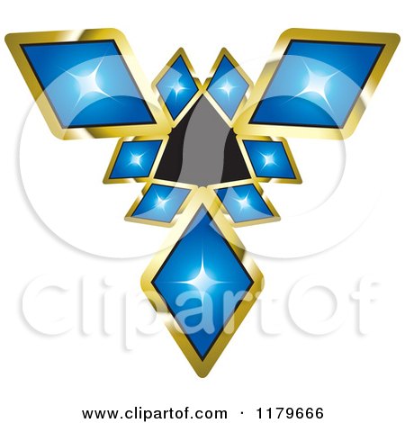 Clipart of a Pendant Made of Nine Blue Diamonds - Royalty Free Vector Illustration by Lal Perera