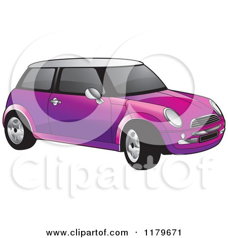 Clipart of a Purple Mini Cooper Car - Royalty Free Vector Illustration by Lal Perera