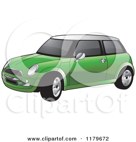 Clipart of a Green Mini Cooper Car - Royalty Free Vector Illustration by Lal Perera