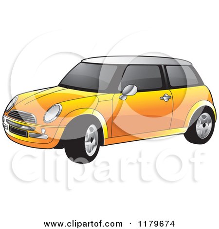 Clipart of an Orange Mini Cooper Car - Royalty Free Vector Illustration by Lal Perera