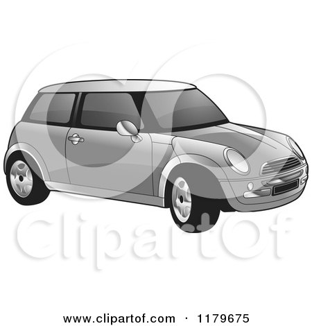 Clipart of a Silver Mini Cooper Car - Royalty Free Vector Illustration by Lal Perera