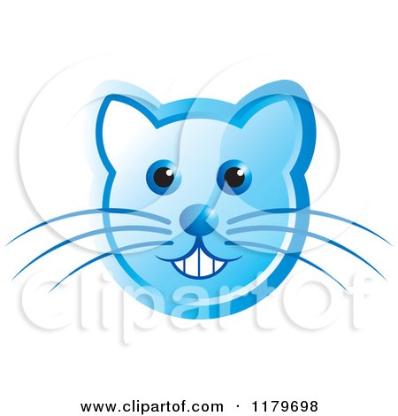 Clipart of a Smiling Blue Cat Face with Whiskers - Royalty Free Vector Illustration by Lal Perera