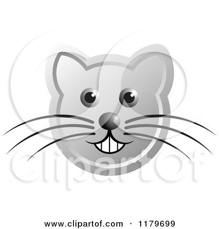 Clipart of a Smiling Silver Cat Face with Whiskers - Royalty Free Vector Illustration by Lal Perera