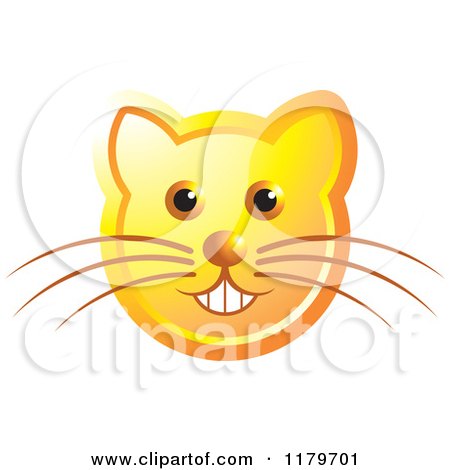 Clipart of a Smiling Orange Cat Face with Whiskers - Royalty Free Vector Illustration by Lal Perera