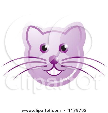 Clipart of a Smiling Purple Cat Face with Whiskers - Royalty Free Vector Illustration by Lal Perera