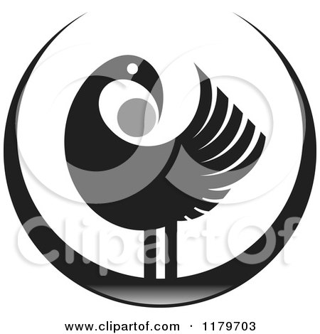 Clipart of a Black and Gray Abstract Bird Design - Royalty Free Vector Illustration by Lal Perera
