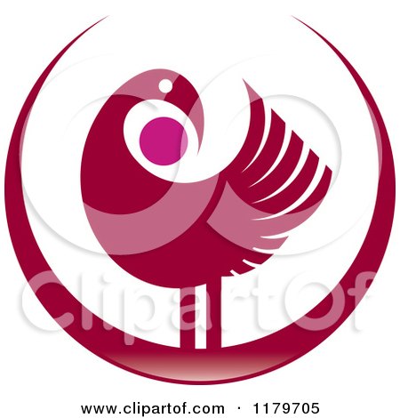 Clipart of a Maroon Abstract Bird Design - Royalty Free Vector Illustration by Lal Perera