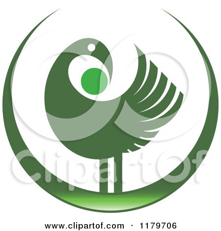 Clipart of a Green Abstract Bird Design - Royalty Free Vector Illustration by Lal Perera