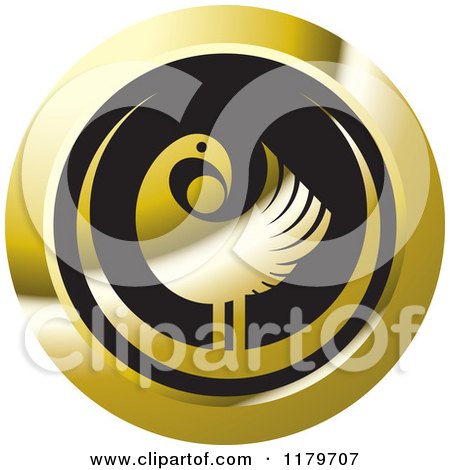 Clipart of a Gold and Black Abstract Bird Design - Royalty Free Vector Illustration by Lal Perera