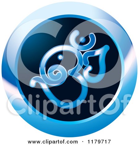 Clipart of a Blue Om or Aum Hinduism Symbol Icon - Royalty Free Vector Illustration by Lal Perera