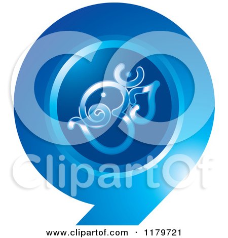 Clipart of a Blue Om or Aum Hinduism Number Nine - Royalty Free Vector Illustration by Lal Perera