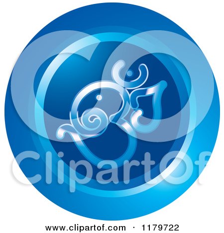 Clipart of a Round Blue Om or Aum Hinduism Symbol Icon - Royalty Free Vector Illustration by Lal Perera