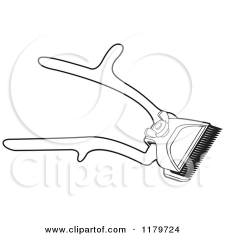 Clipart of a Black and White Pair of Hair Cutting Clippers - Royalty Free Vector Illustration by Lal Perera