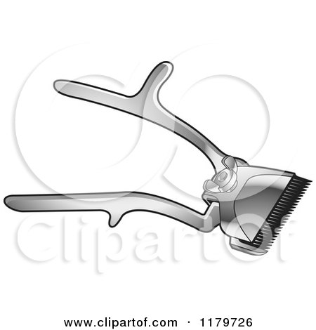 Clipart of a Silver Pair of Hair Cutting Clippers - Royalty Free Vector Illustration by Lal Perera