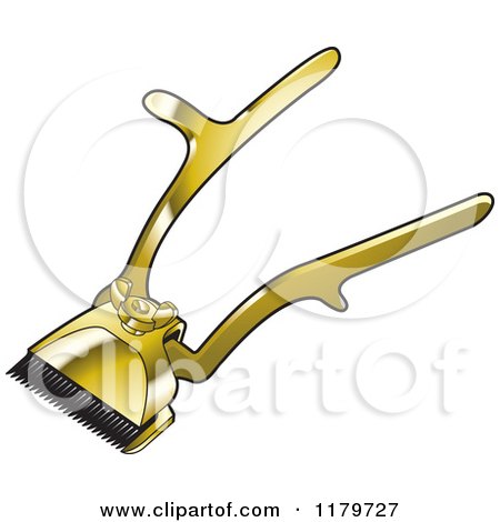 Clipart of a Gold Pair of Hair Cutting Clippers - Royalty Free Vector Illustration by Lal Perera