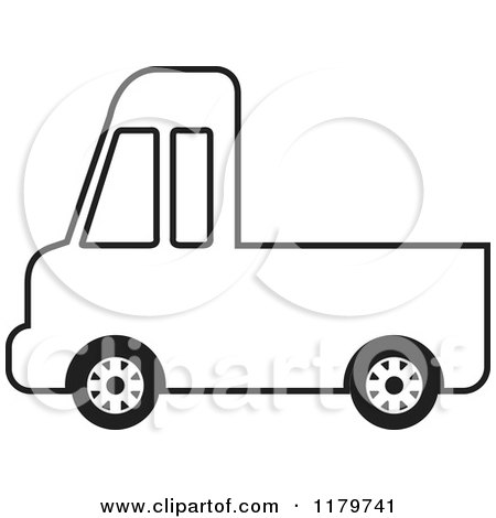 Clipart of a Black and White Delivery Truck - Royalty Free Vector Illustration by Lal Perera