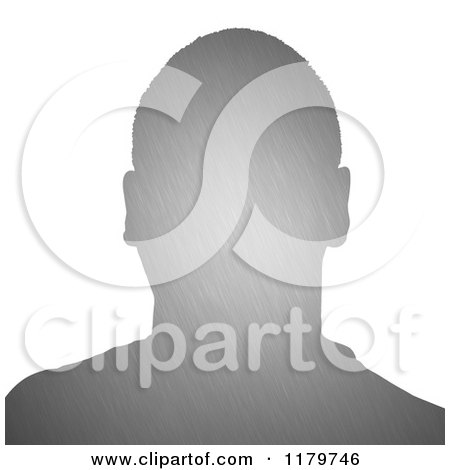 Clipart of a Brushed Metal Male Avatar Silhouette - Royalty Free Illustration by Arena Creative