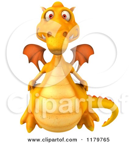 Clipart of a 3d Yellow Dragon - Royalty Free CGI Illustration by Julos