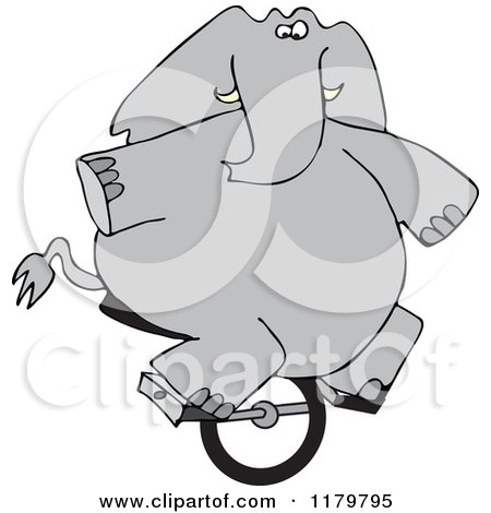 Cartoon of a Circus Elephant Riding a Unicycle - Royalty Free Vector Clipart by djart