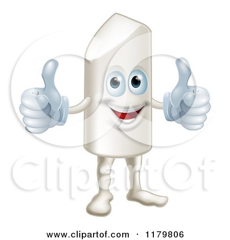Cartoon of a Happy Chalk Mascot Holding Two Thumbs up - Royalty Free Vector Clipart by AtStockIllustration
