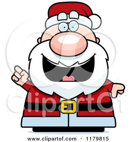 Cartoon of a Smart Chubby Santa with an Idea - Royalty Free Vector Clipart by Cory Thoman