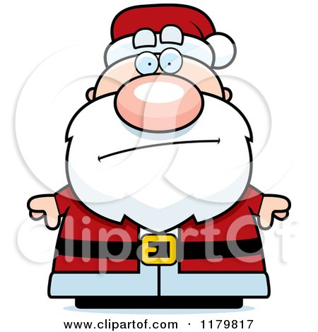 Cartoon of a Bored or Concerned Chubby Santa - Royalty Free Vector Clipart by Cory Thoman