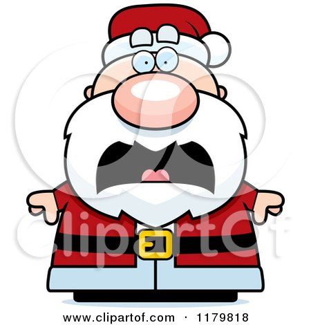 Cartoon of a Scared Chubby Santa - Royalty Free Vector Clipart by Cory Thoman