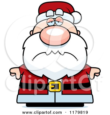 Cartoon of a Depressed Chubby Santa - Royalty Free Vector Clipart by Cory Thoman