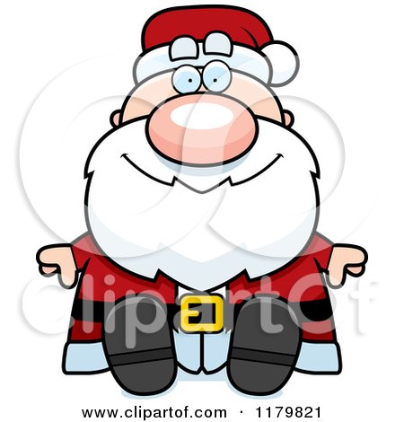 Cartoon of a Sitting Chubby Santa - Royalty Free Vector Clipart by Cory Thoman