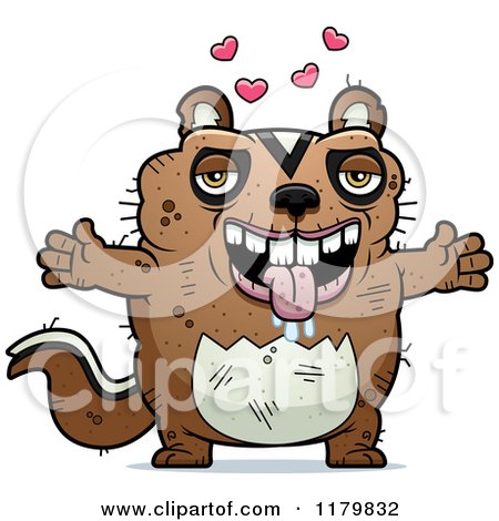 Cartoon of a Loving Ugly Chipmunk Wanting a Hug - Royalty Free Vector Clipart by Cory Thoman