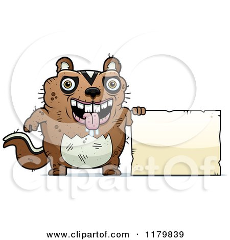 Cartoon of an Ugly Chipmunk Standing by a Sign - Royalty Free Vector Clipart by Cory Thoman