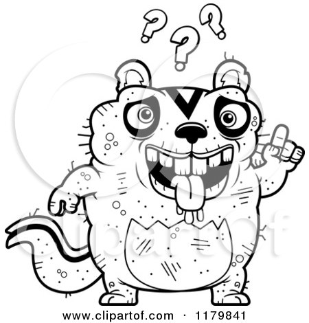 Cartoon of a Black And White Confused Ugly Chipmunk - Royalty Free Vector Clipart by Cory Thoman