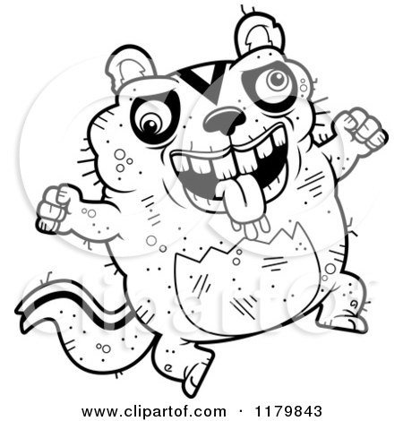 Cartoon of a Black And White Jumping Ugly Chipmunk - Royalty Free Vector Clipart by Cory Thoman