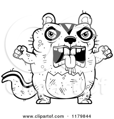 Cartoon of a Black And White Mad Ugly Chipmunk - Royalty Free Vector Clipart by Cory Thoman